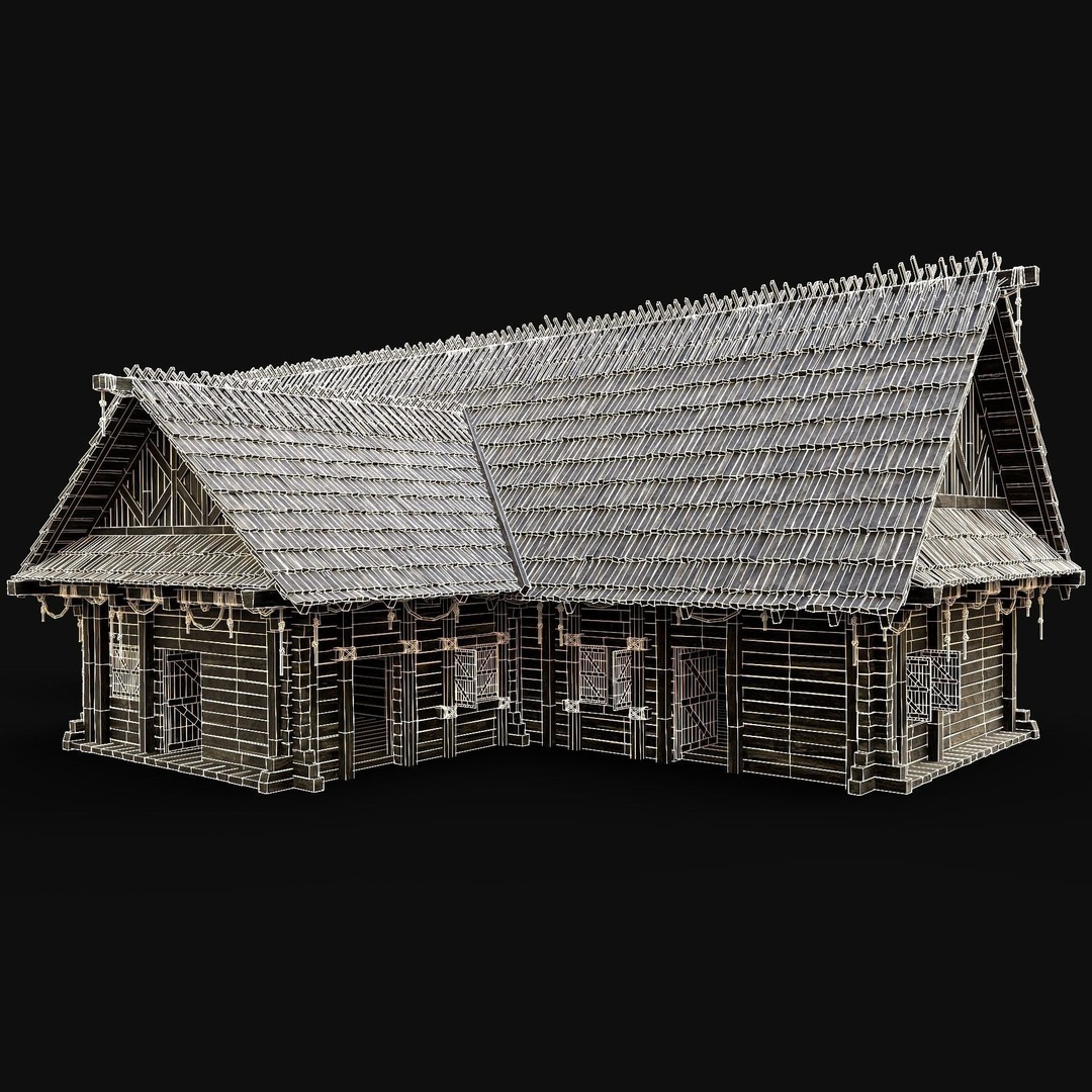 Enterable Village House 3D Model – Low Poly Game-Ready Asset, FBX, OBJ - View 13