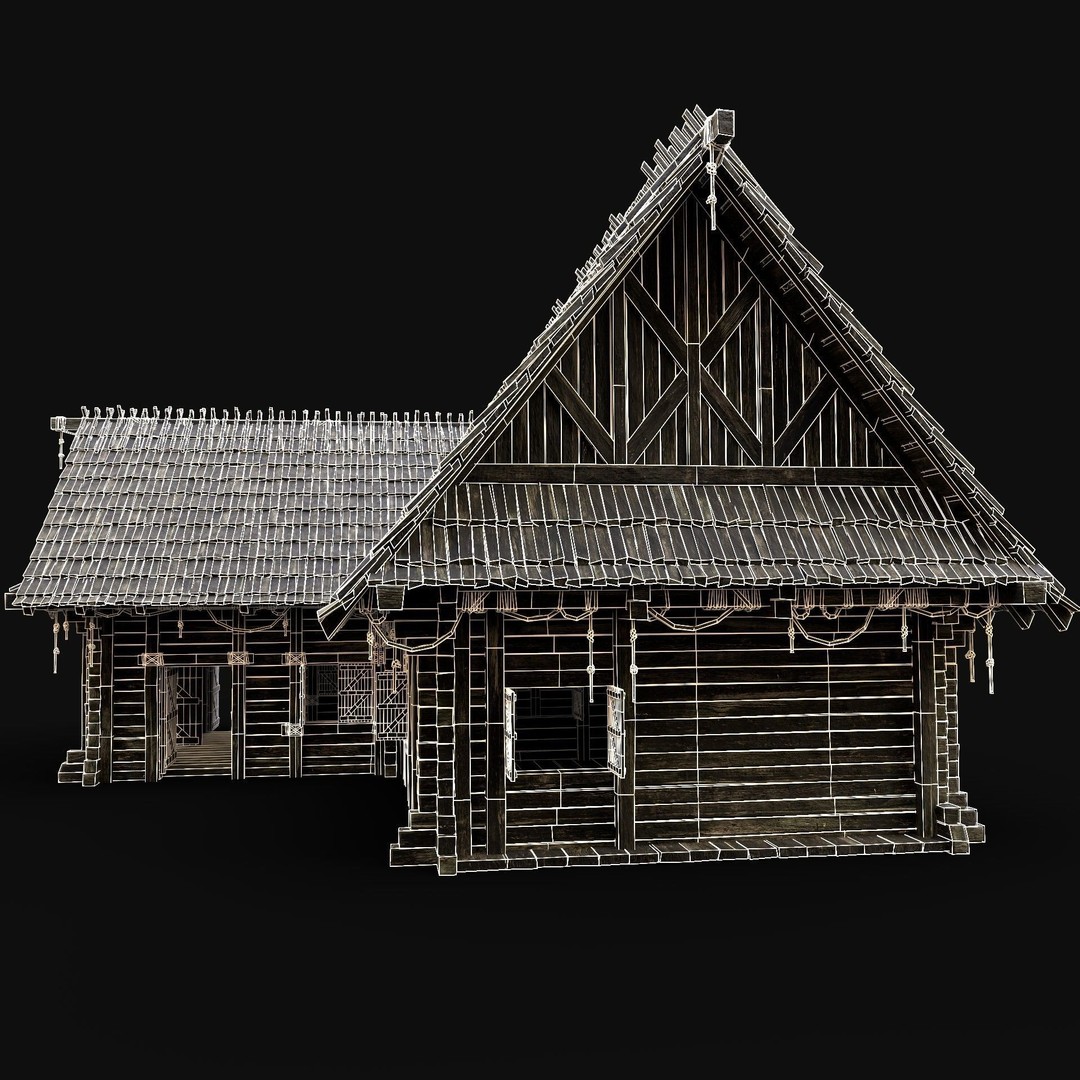 Enterable Village House 3D Model – Low Poly Game-Ready Asset, FBX, OBJ - View 14
