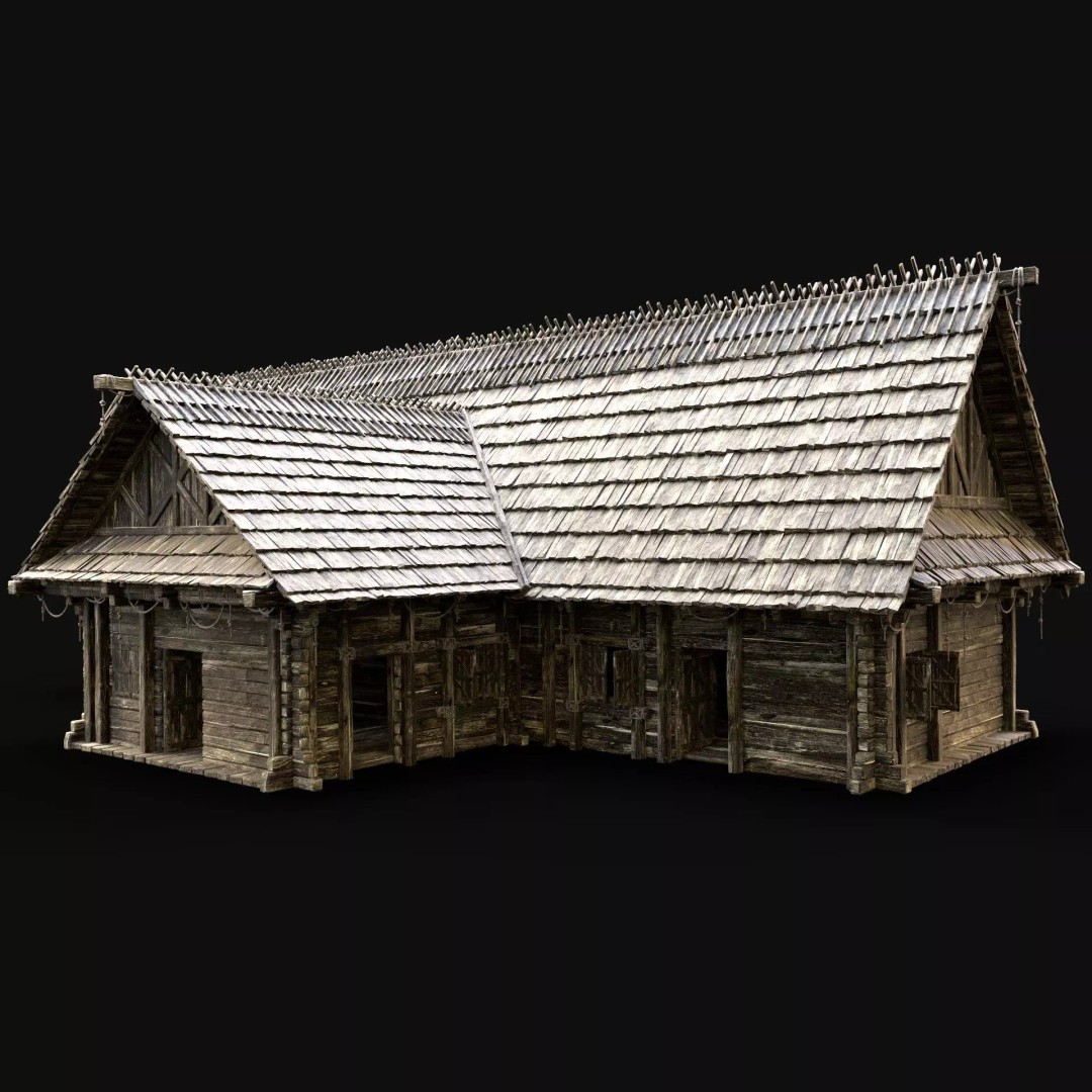 Enterable Village House 3D Model – Low Poly Game-Ready Asset, FBX, OBJ - View 2