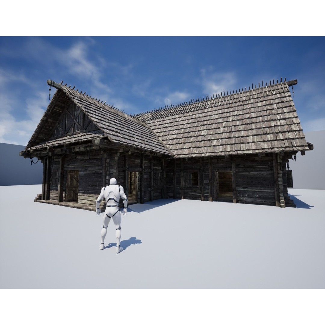 Enterable Village House 3D Model – Low Poly Game-Ready Asset, FBX, OBJ - View 9