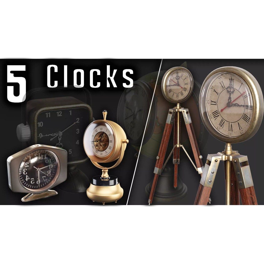 Antique Clock 3D Model – High Poly PBR Asset, FBX, OBJ - View 2