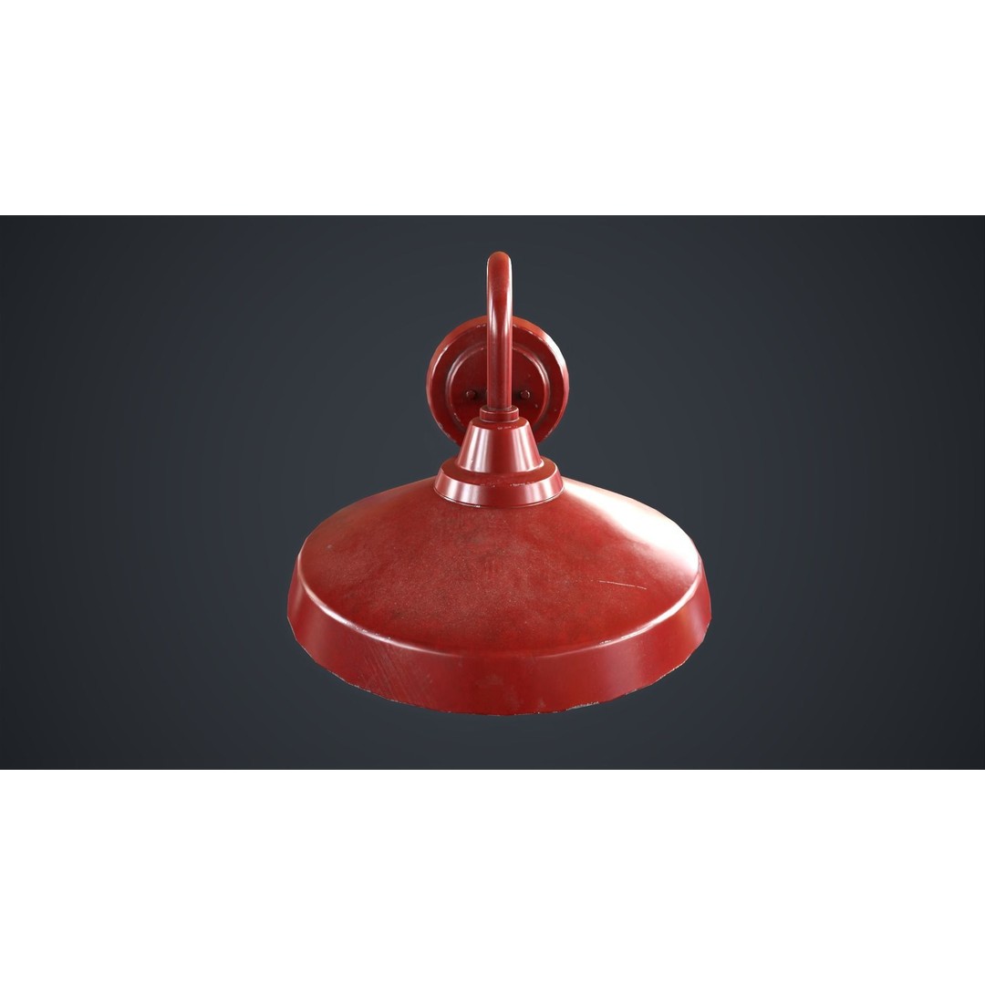 Industrial Wall Lamp 3D Model – Low Poly Game Ready Asset, FBX - View 10
