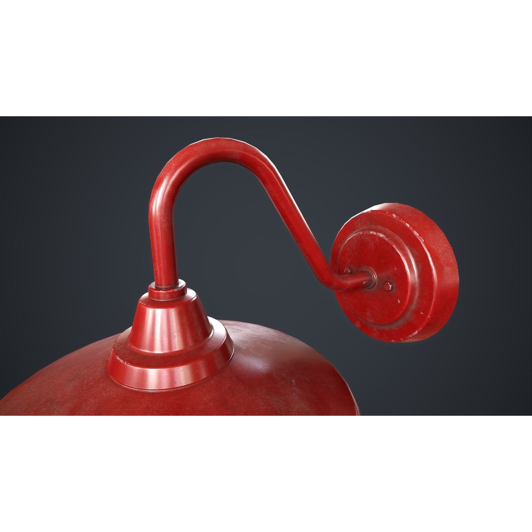 Industrial Wall Lamp 3D Model – Low Poly Game Ready Asset, FBX - View 11