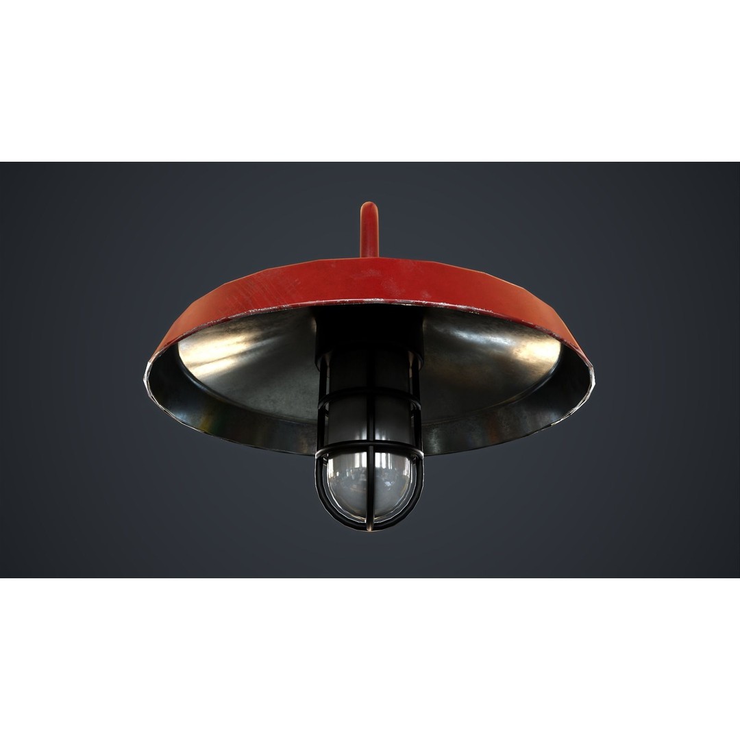 Industrial Wall Lamp 3D Model – Low Poly Game Ready Asset, FBX - View 13
