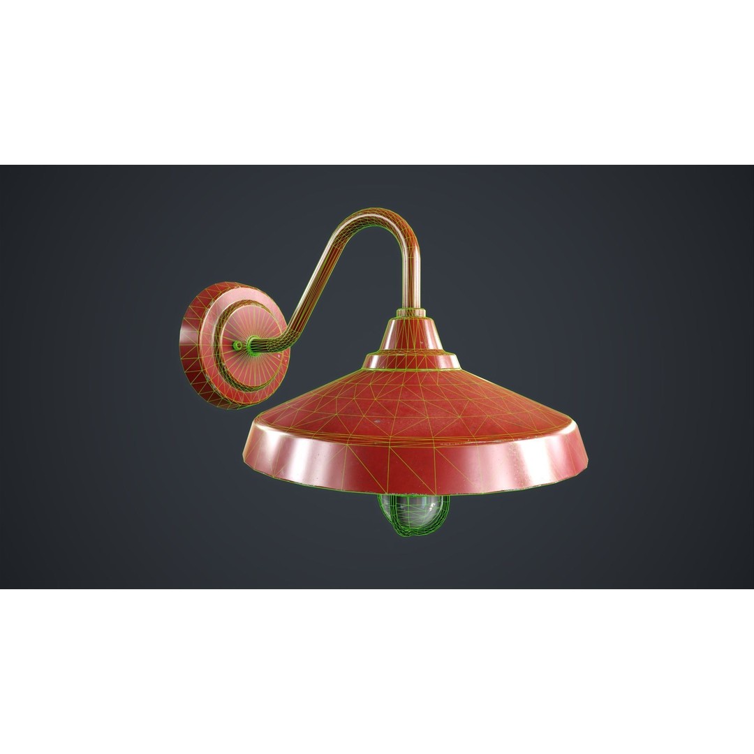 Industrial Wall Lamp 3D Model – Low Poly Game Ready Asset, FBX - View 14