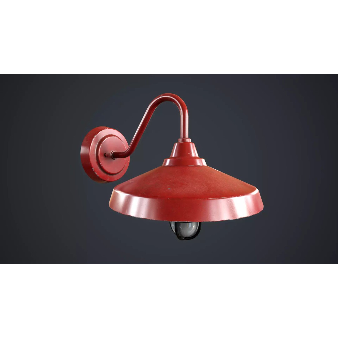 Industrial Wall Lamp 3D Model – Low Poly Game Ready Asset, FBX - View 2