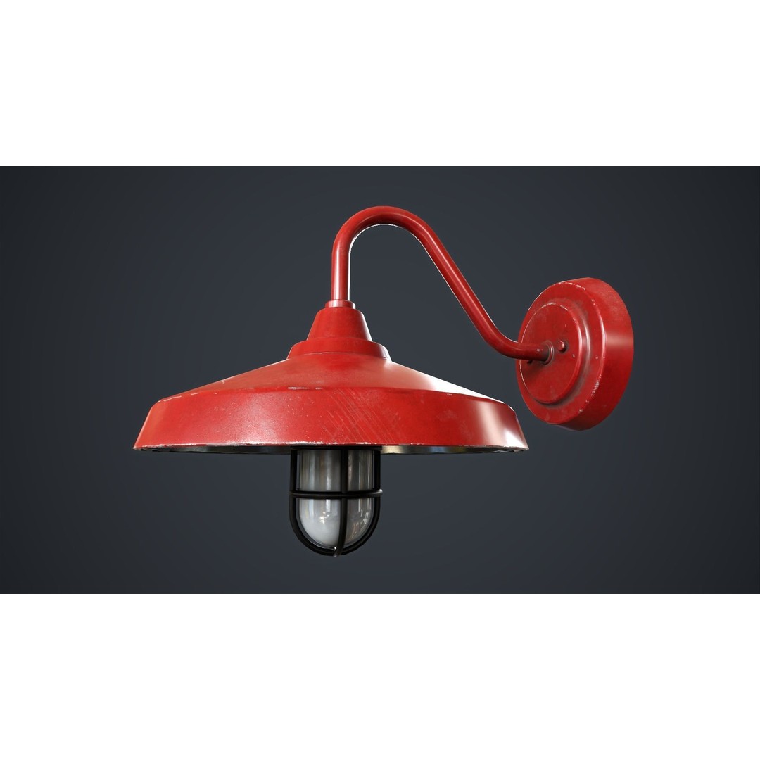 Industrial Wall Lamp 3D Model – Low Poly Game Ready Asset, FBX - View 4