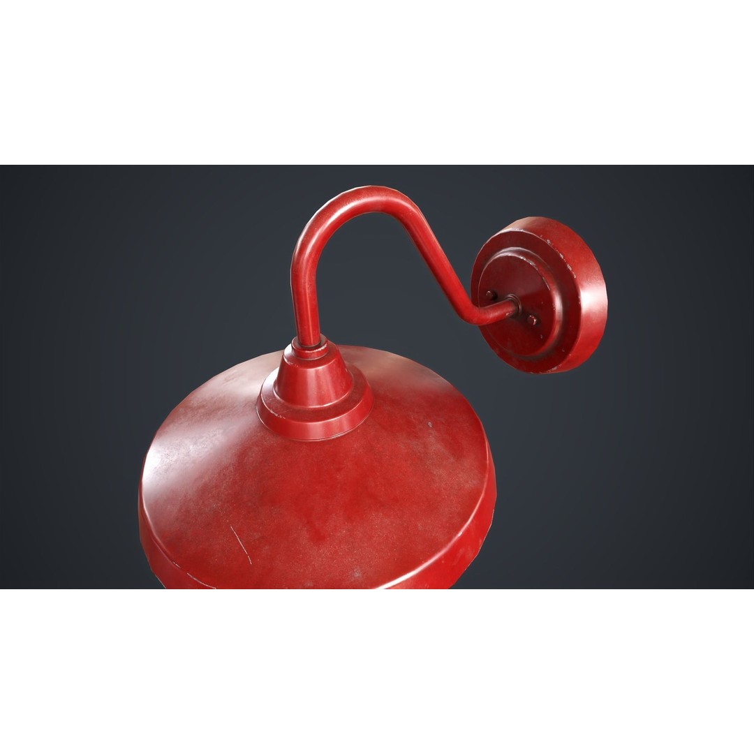 Industrial Wall Lamp 3D Model – Low Poly Game Ready Asset, FBX - View 5