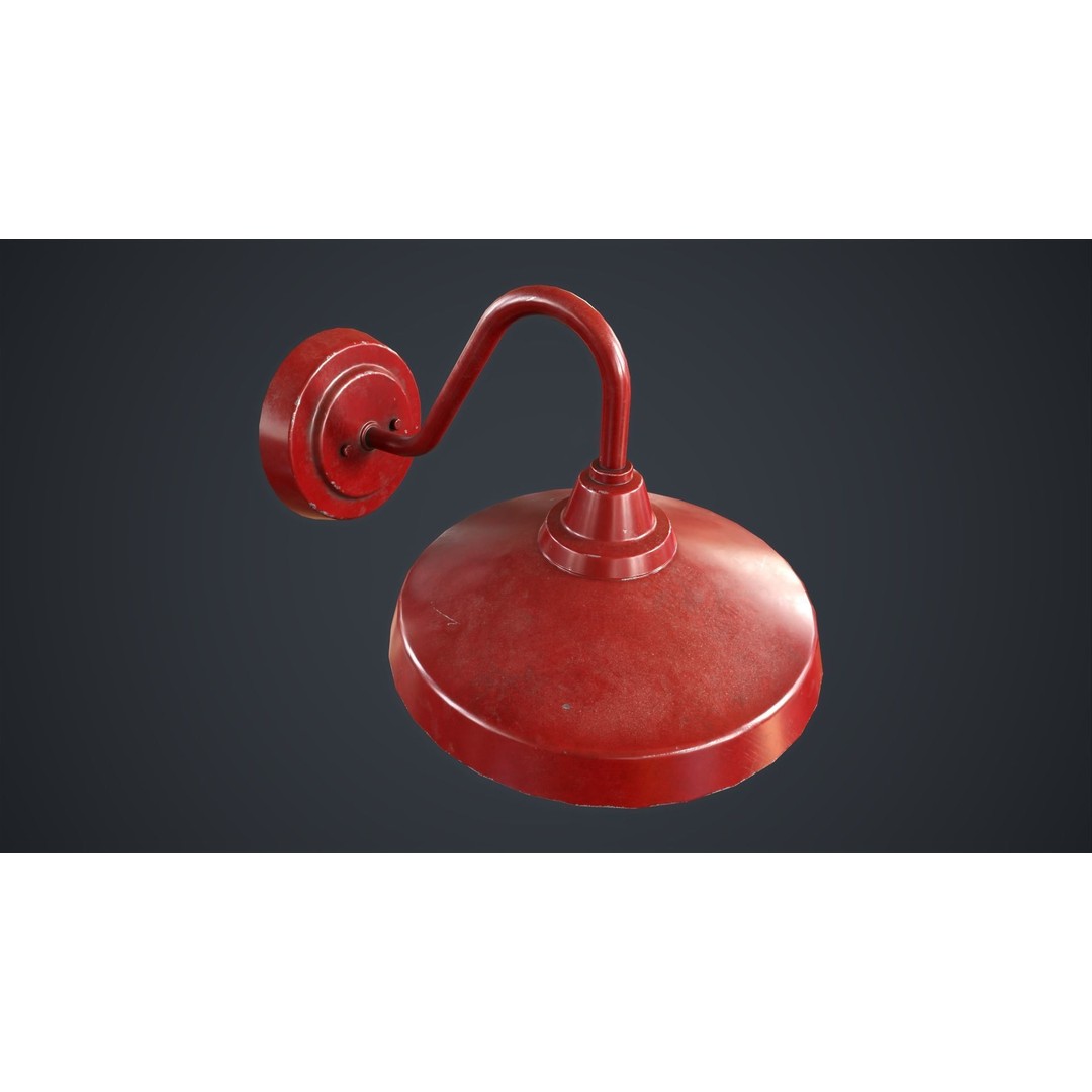 Industrial Wall Lamp 3D Model – Low Poly Game Ready Asset, FBX - View 6