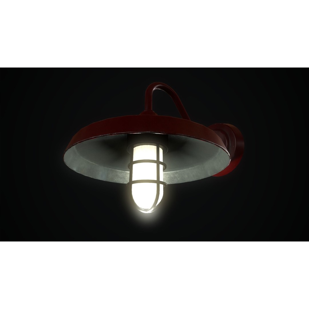Industrial Wall Lamp 3D Model – Low Poly Game Ready Asset, FBX - View 7
