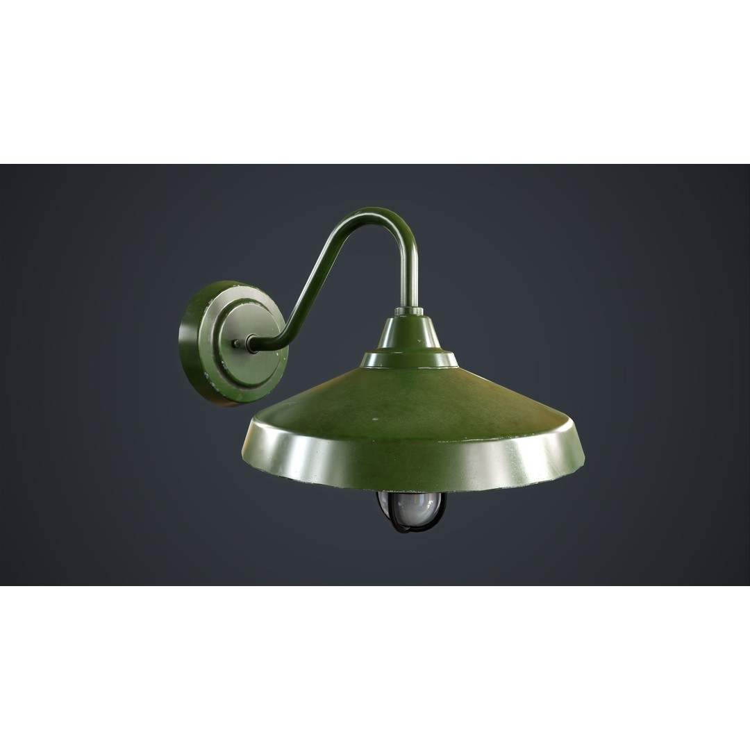 Industrial Wall Lamp 3D Model – Low Poly Game Ready Asset, FBX - View 8