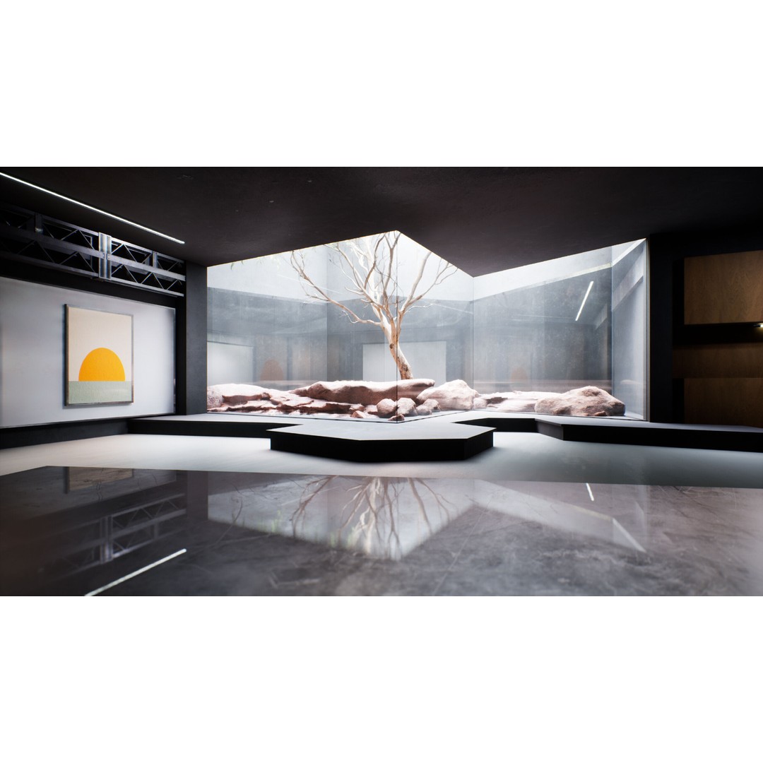 Twilight Courtyard Gallery Place 3D Model – Immersive VR Interior, Unreal Engine - View 10