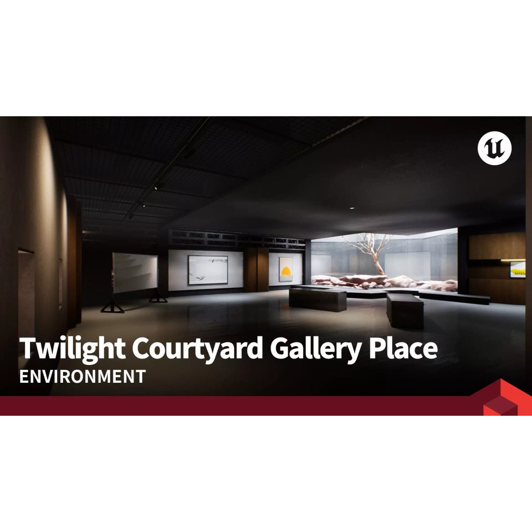 Twilight Courtyard Gallery Place 3D Model – Immersive VR Interior, Unreal Engine - View 2