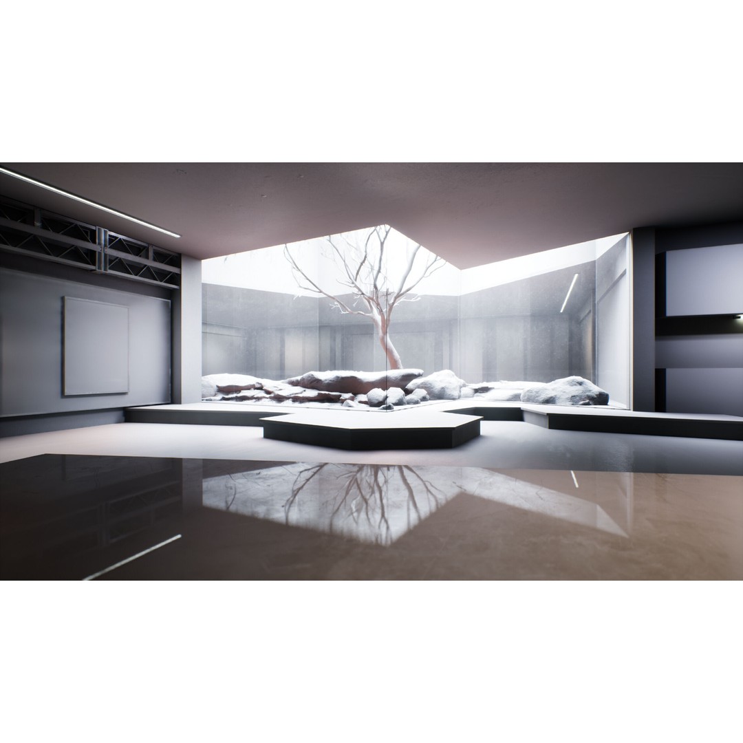 Twilight Courtyard Gallery Place 3D Model – Immersive VR Interior, Unreal Engine - View 21