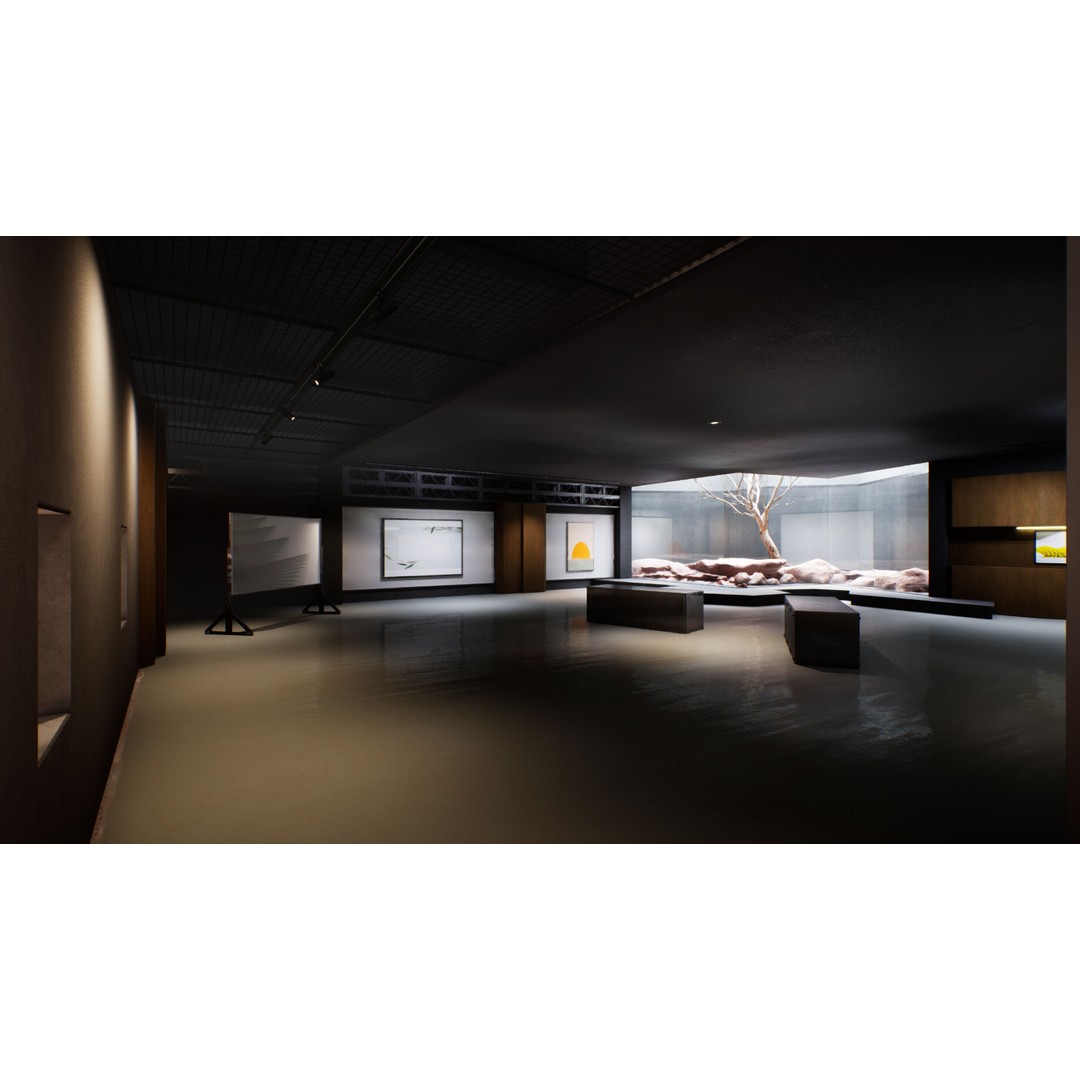 Twilight Courtyard Gallery Place 3D Model – Immersive VR Interior, Unreal Engine - View 3