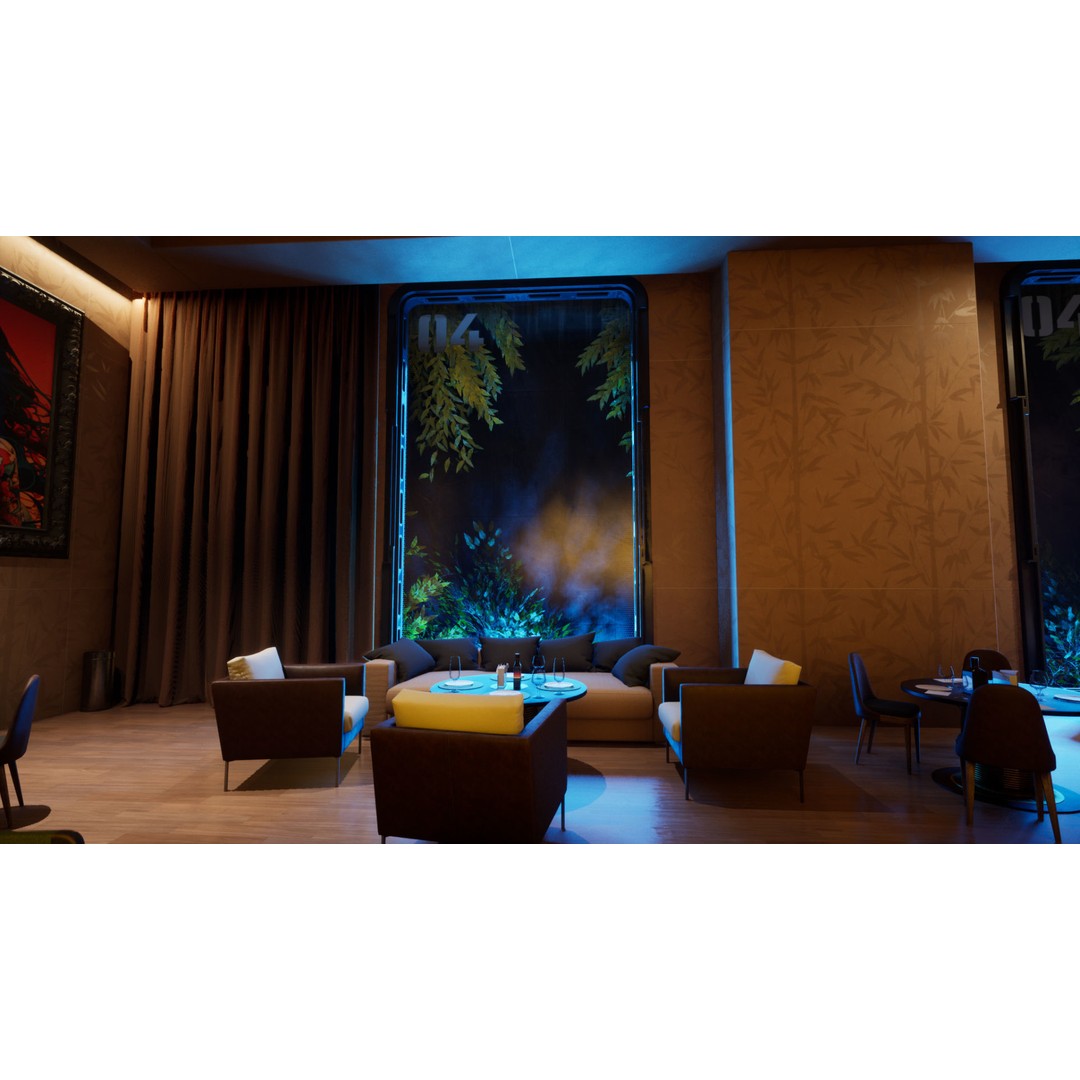 Contemporary Restaurant 3D Model – Low Poly Game Asset, FBX - View 15