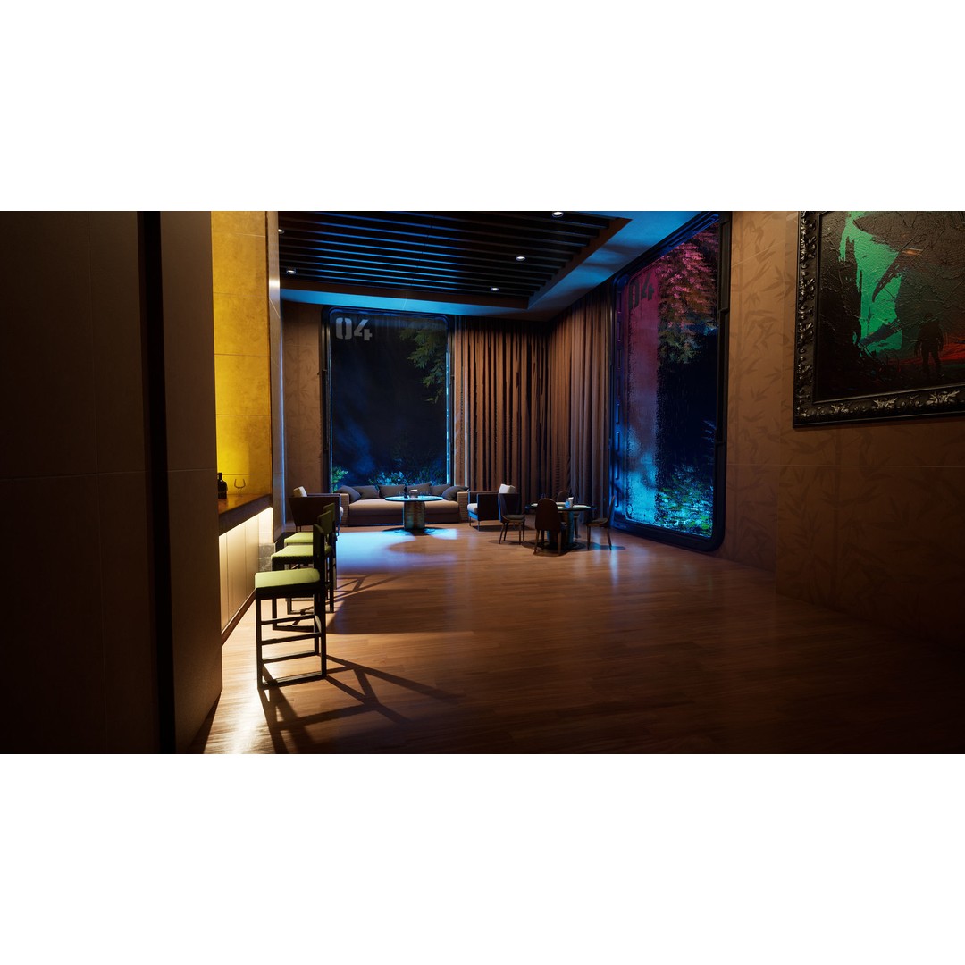 Contemporary Restaurant 3D Model – Low Poly Game Asset, FBX - View 17