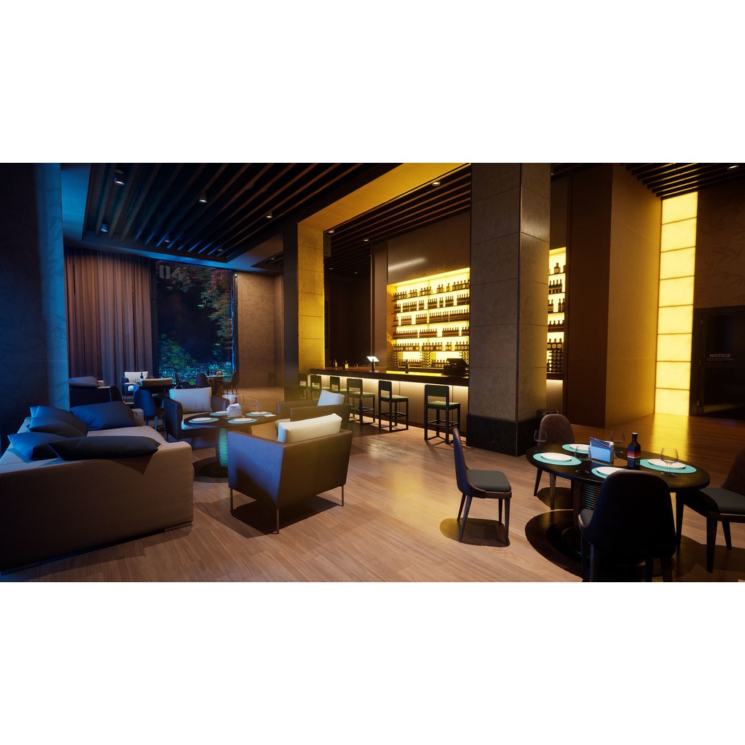 Contemporary Restaurant 3D Model – Low Poly Game Asset, FBX - View 18