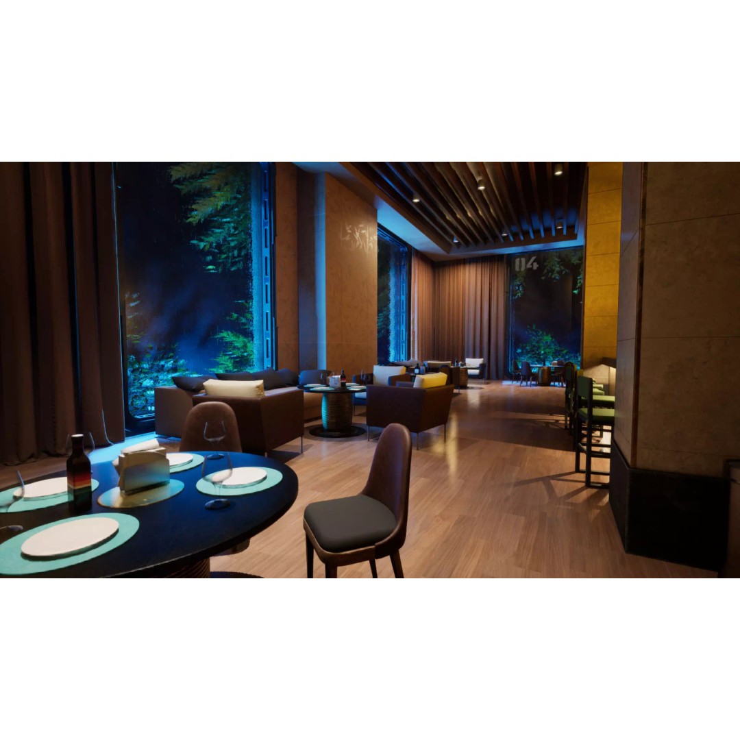 Contemporary Restaurant 3D Model – Low Poly Game Asset, FBX - View 2