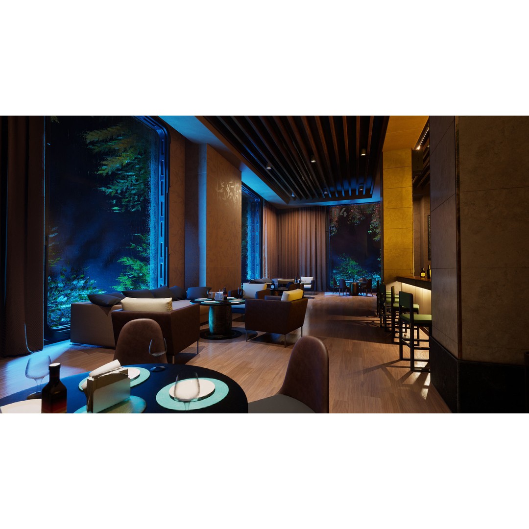 Contemporary Restaurant 3D Model – Low Poly Game Asset, FBX - View 5