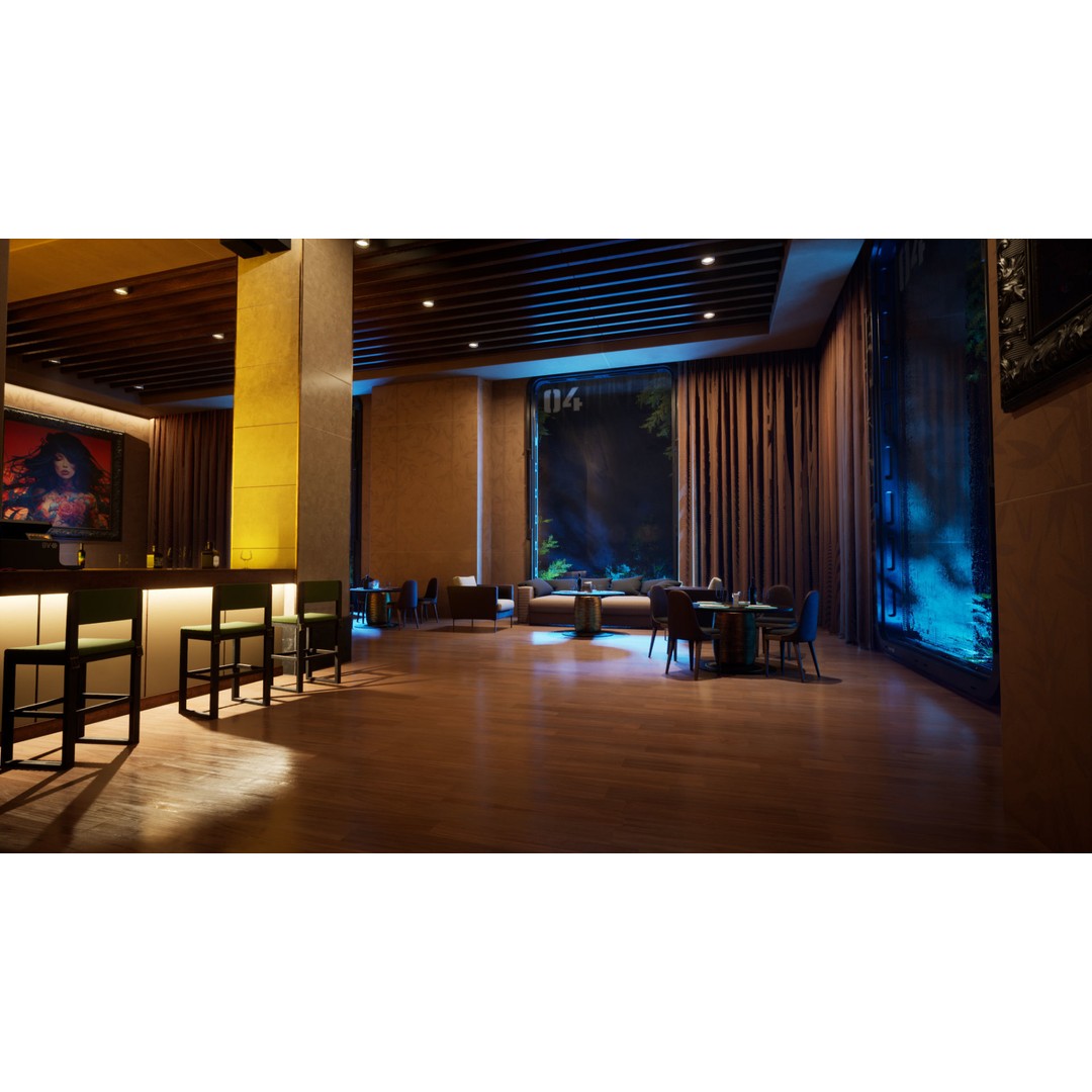 Contemporary Restaurant 3D Model – Low Poly Game Asset, FBX - View 6