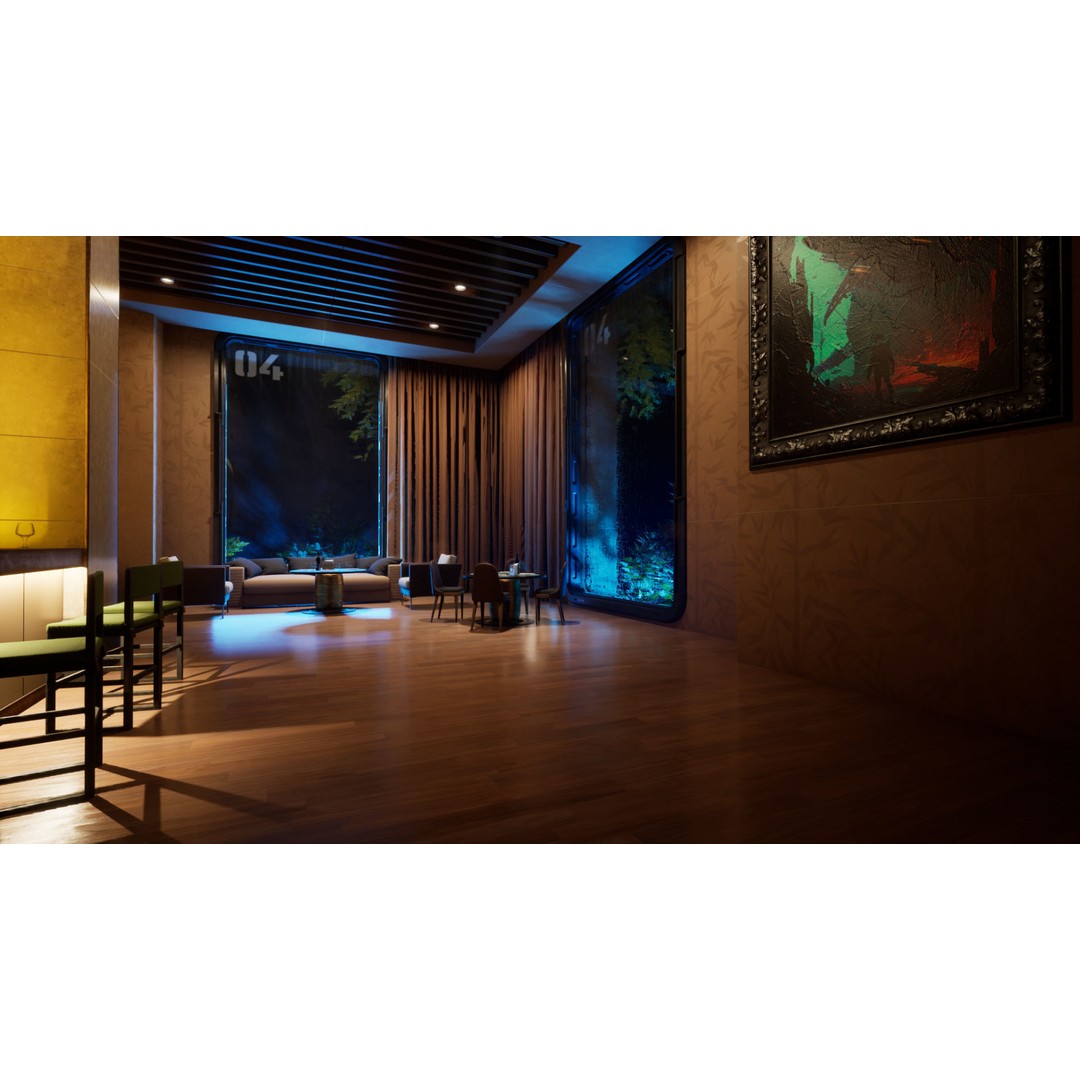 Contemporary Restaurant 3D Model – Low Poly Game Asset, FBX - View 7