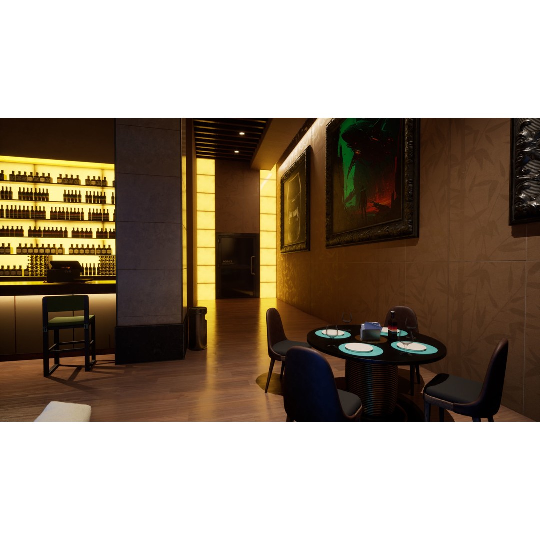 Contemporary Restaurant 3D Model – Low Poly Game Asset, FBX - View 8