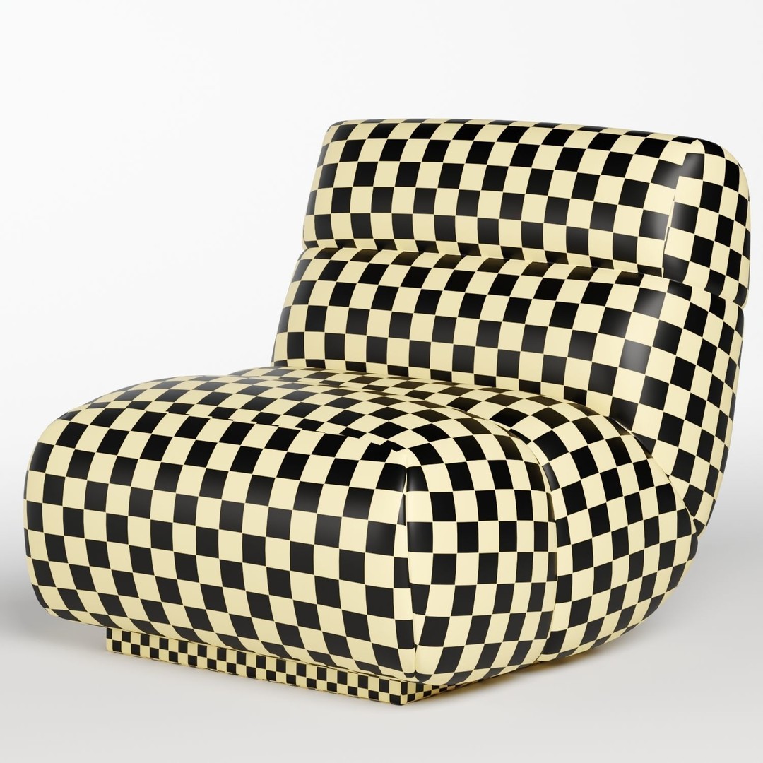 Sereno Armchair 3D Model – Modern Fabric Chair with Textures