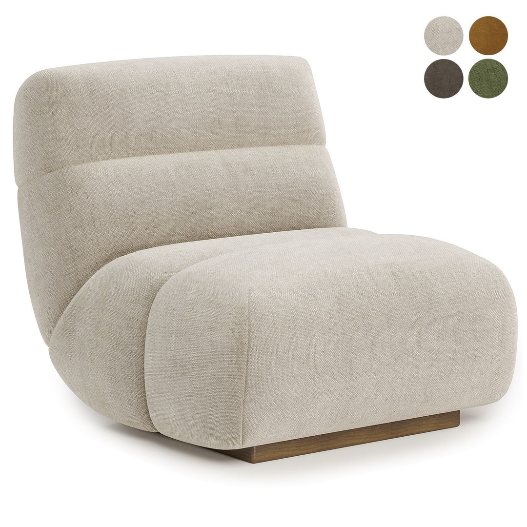 Sereno Armchair 3D Model – Modern Fabric Chair with Textures - View 3
