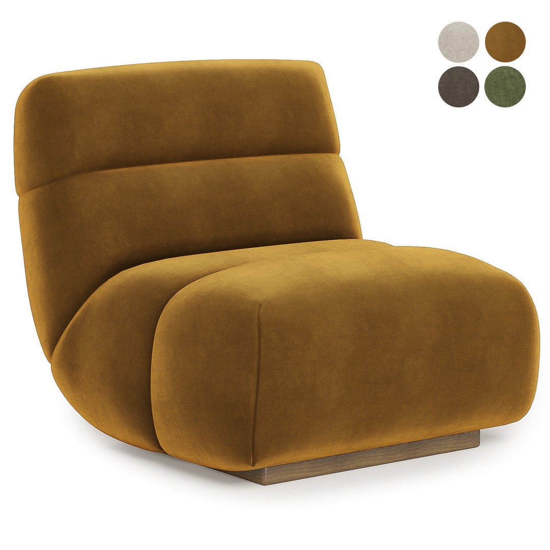 Sereno Armchair 3D Model – Modern Fabric Chair with Textures - View 4