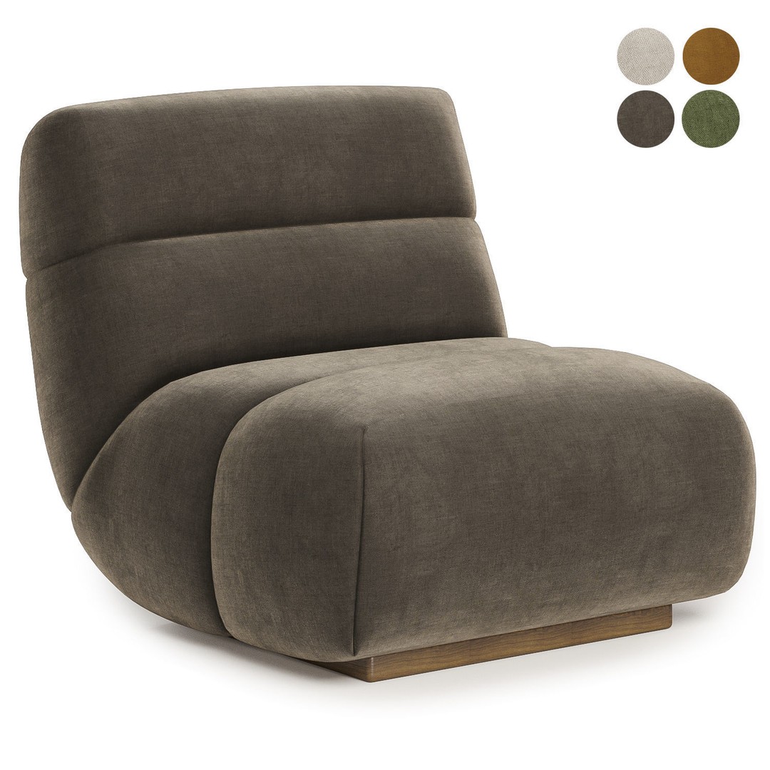 Sereno Armchair 3D Model – Modern Fabric Chair with Textures - View 5