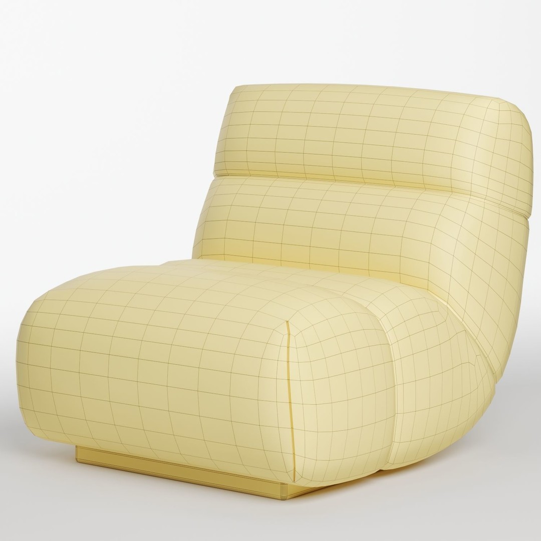 Sereno Armchair 3D Model – Modern Fabric Chair with Textures - View 8