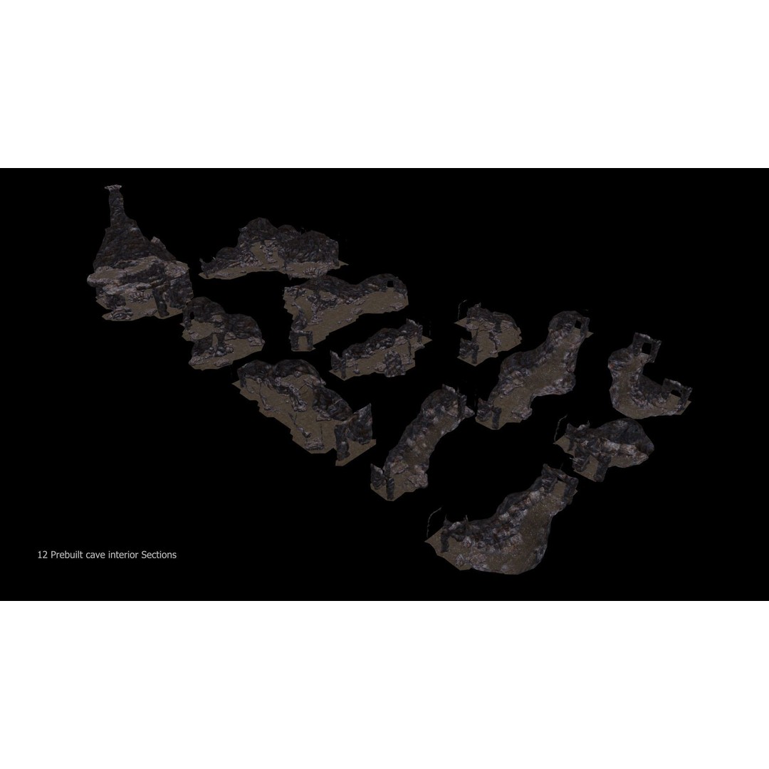 Cave Interior Tileset 3D Model – Low Poly Game Ready Asset, FBX - View 4