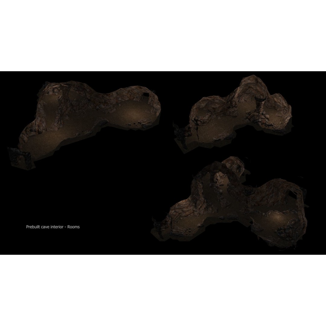 Cave Interior Tileset 3D Model – Low Poly Game Ready Asset, FBX - View 7