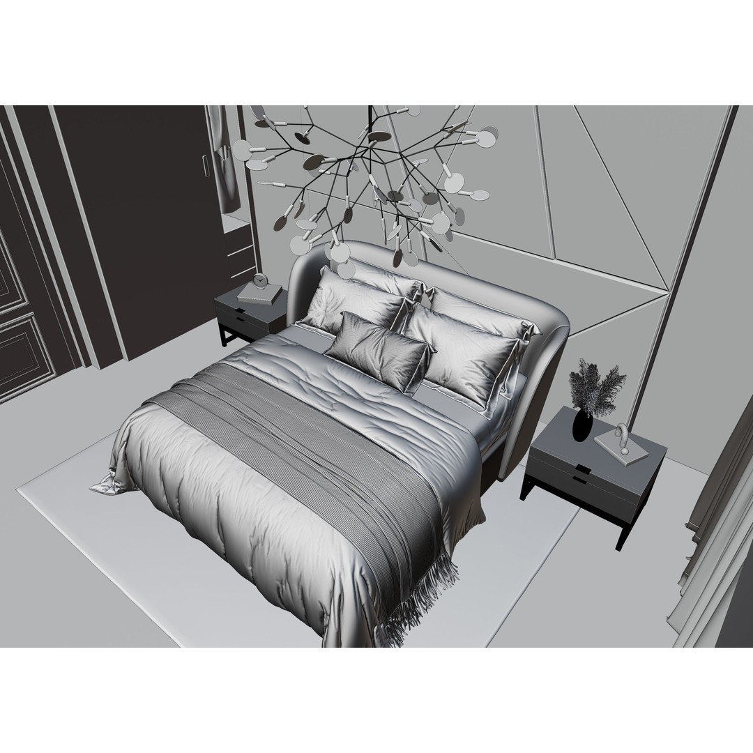 Photorealistic Bedroom 3D Model – High Poly Interior Scene, Blender