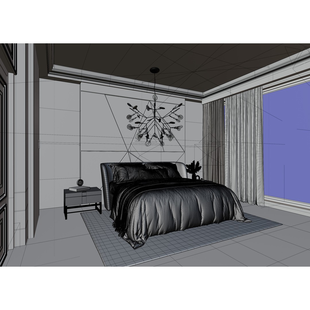 Photorealistic Bedroom 3D Model – High Poly Interior Scene, Blender - View 10