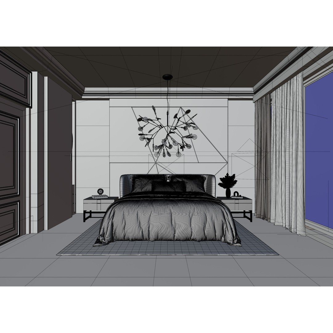 Photorealistic Bedroom 3D Model – High Poly Interior Scene, Blender - View 14