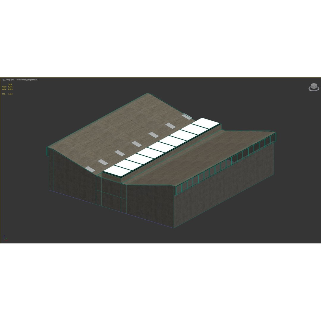 Low Poly Interior Hangar 3D Model – Game Ready PBR Asset, FBX, OBJ