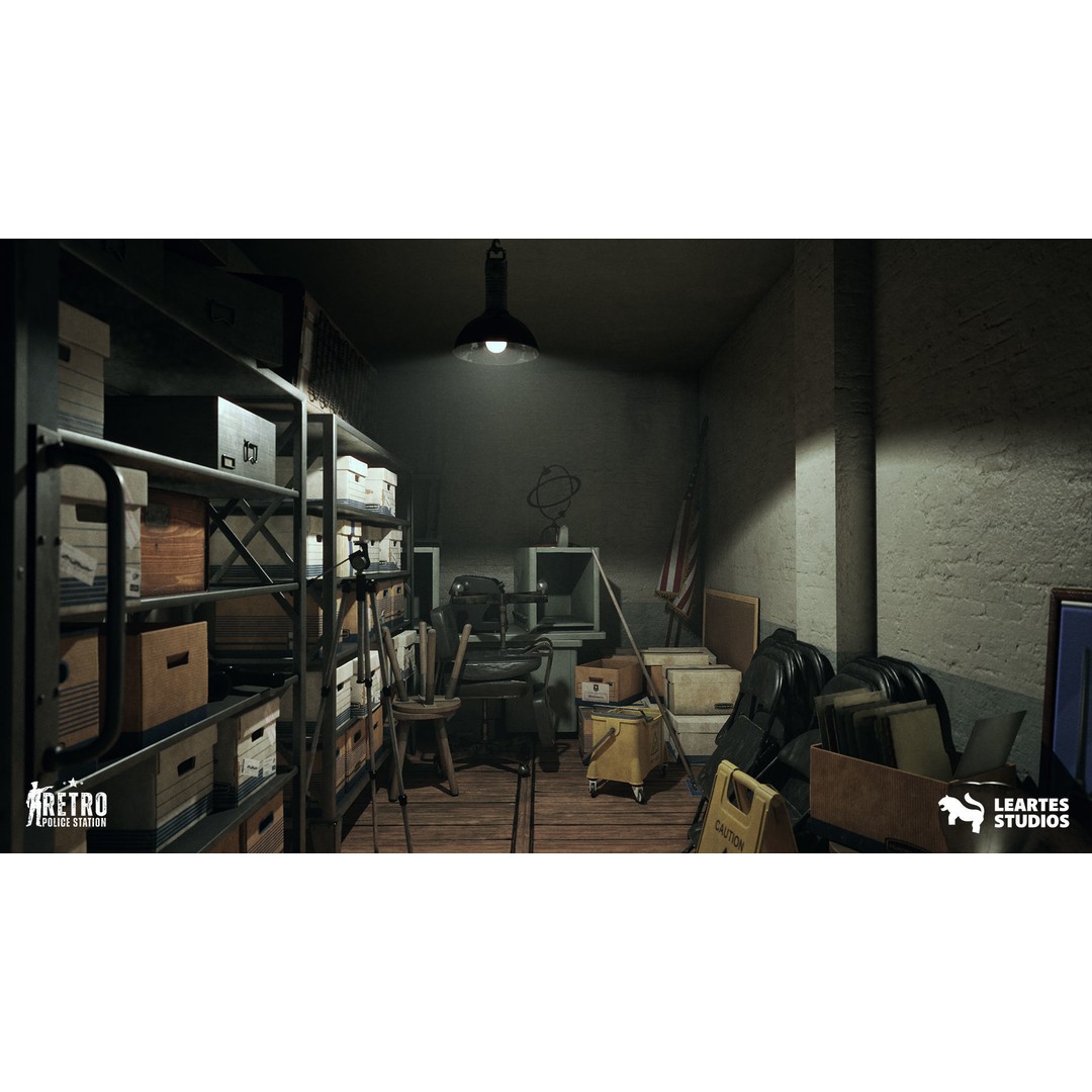 Retro Police Station 3D Model – Low Poly Game Ready Environment, FBX - View 12