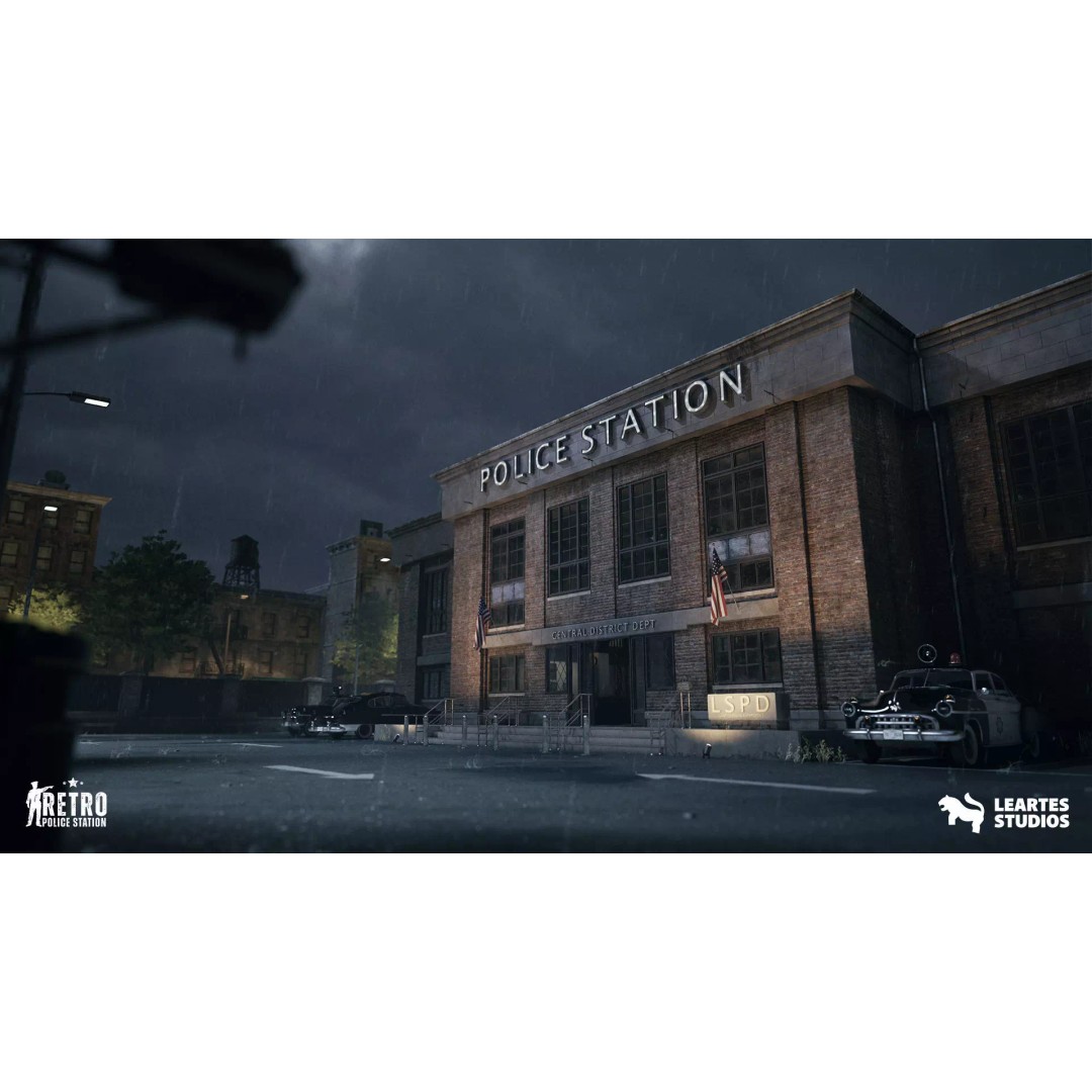 Retro Police Station 3D Model – Low Poly Game Ready Environment, FBX - View 2