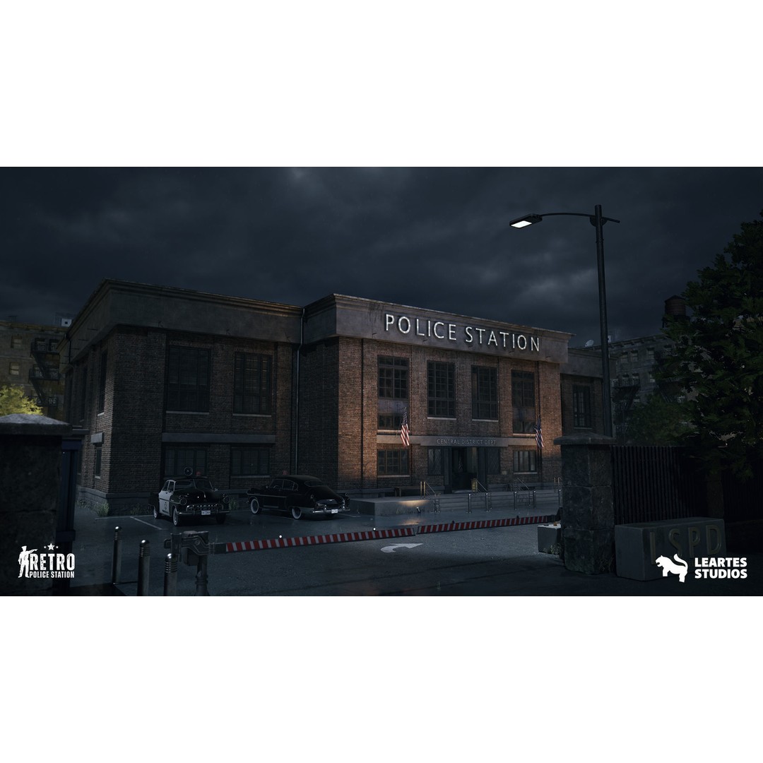 Retro Police Station 3D Model – Low Poly Game Ready Environment, FBX - View 4