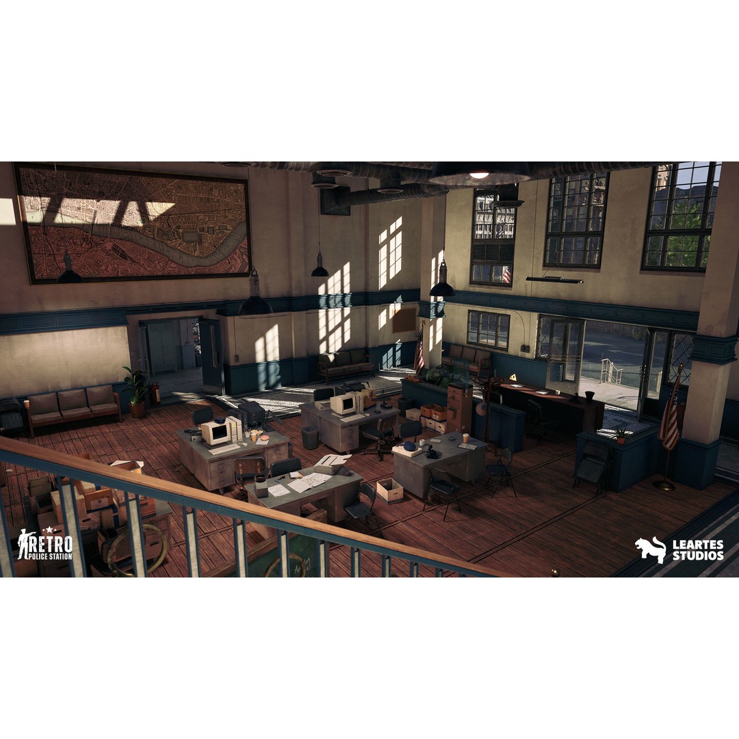 Retro Police Station 3D Model – Low Poly Game Ready Environment, FBX - View 6