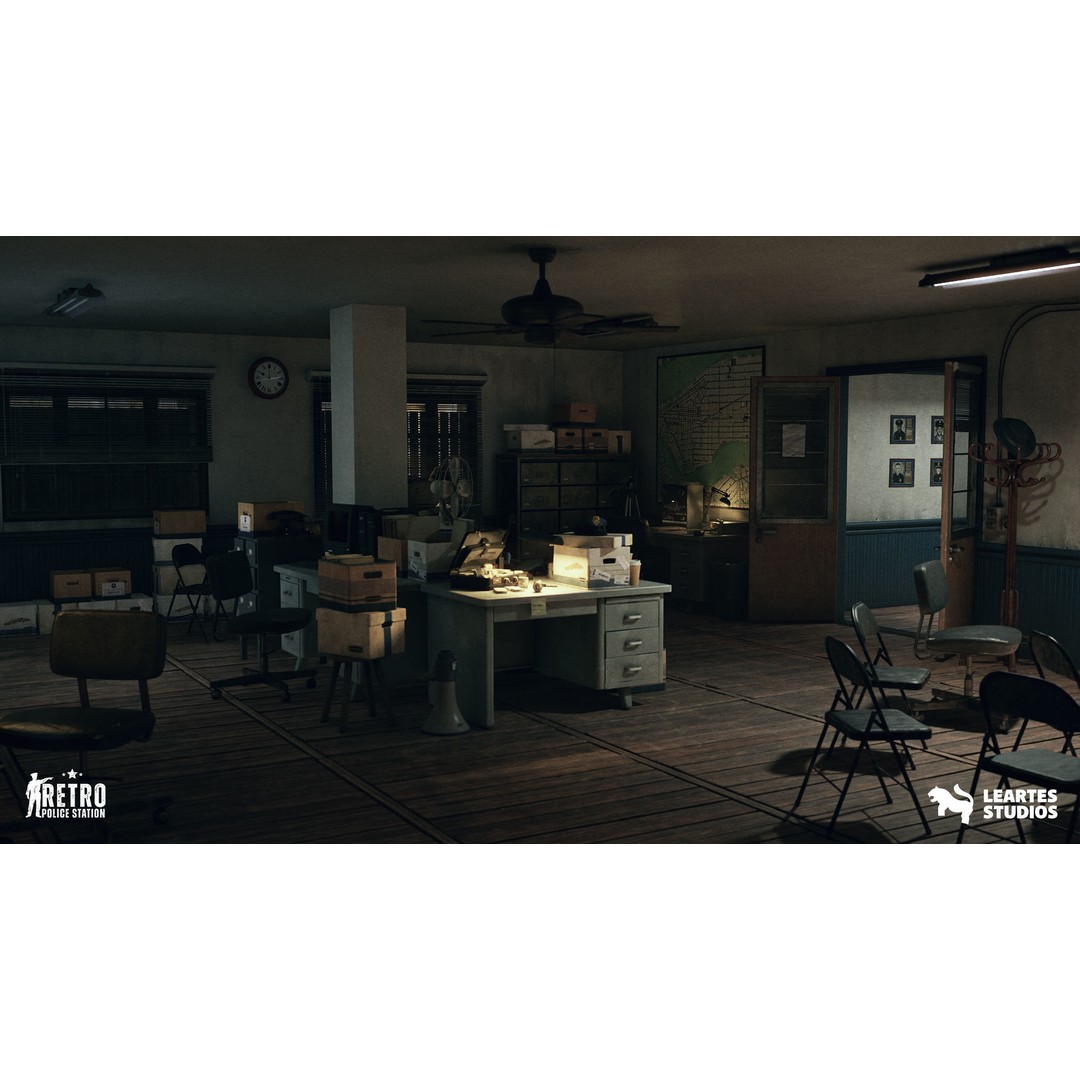 Retro Police Station 3D Model – Low Poly Game Ready Environment, FBX - View 7