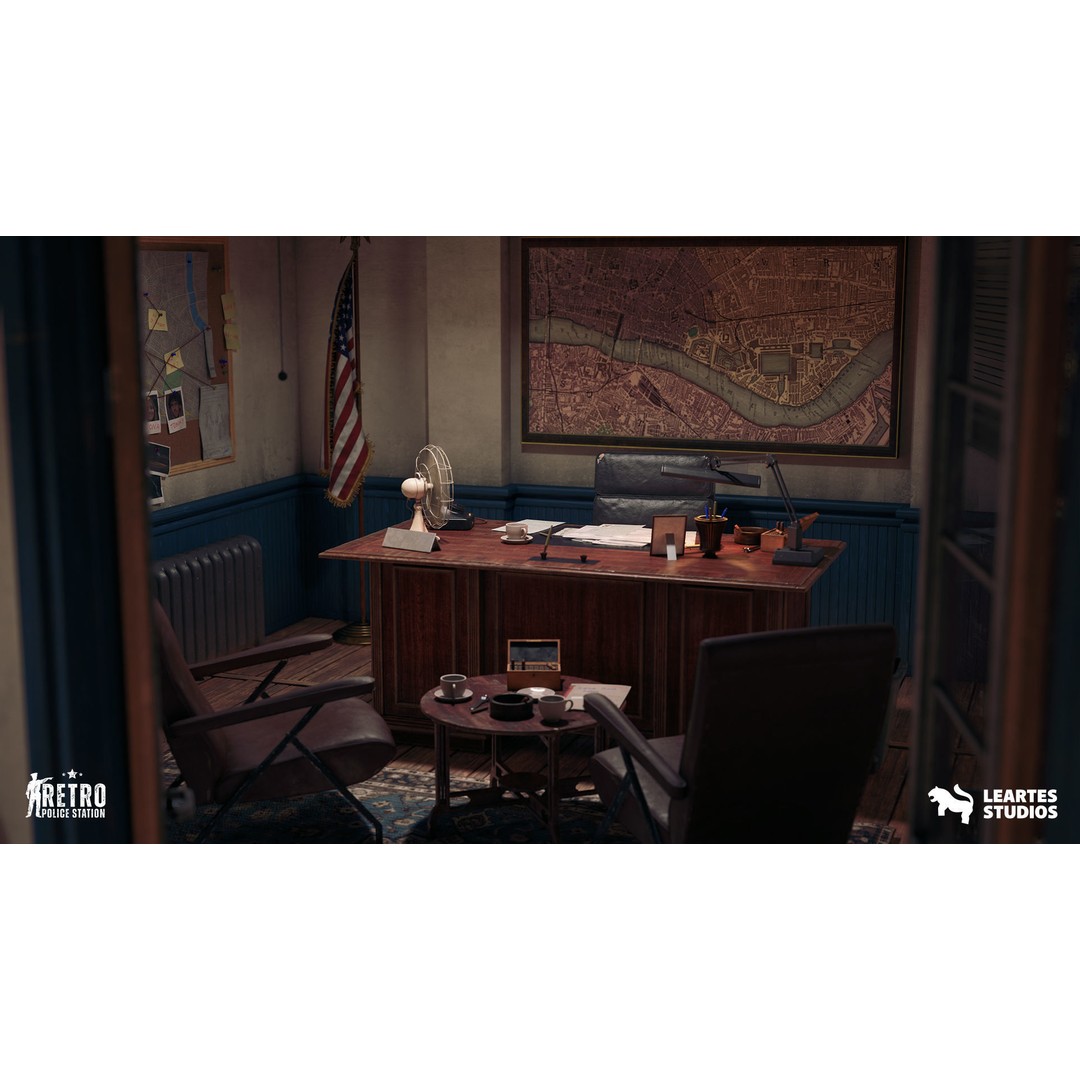 Retro Police Station 3D Model – Low Poly Game Ready Environment, FBX - View 8