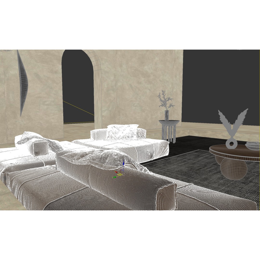 Living Room Interior 3D Model – Modern Design with Textures, FBX, OBJ - View 8