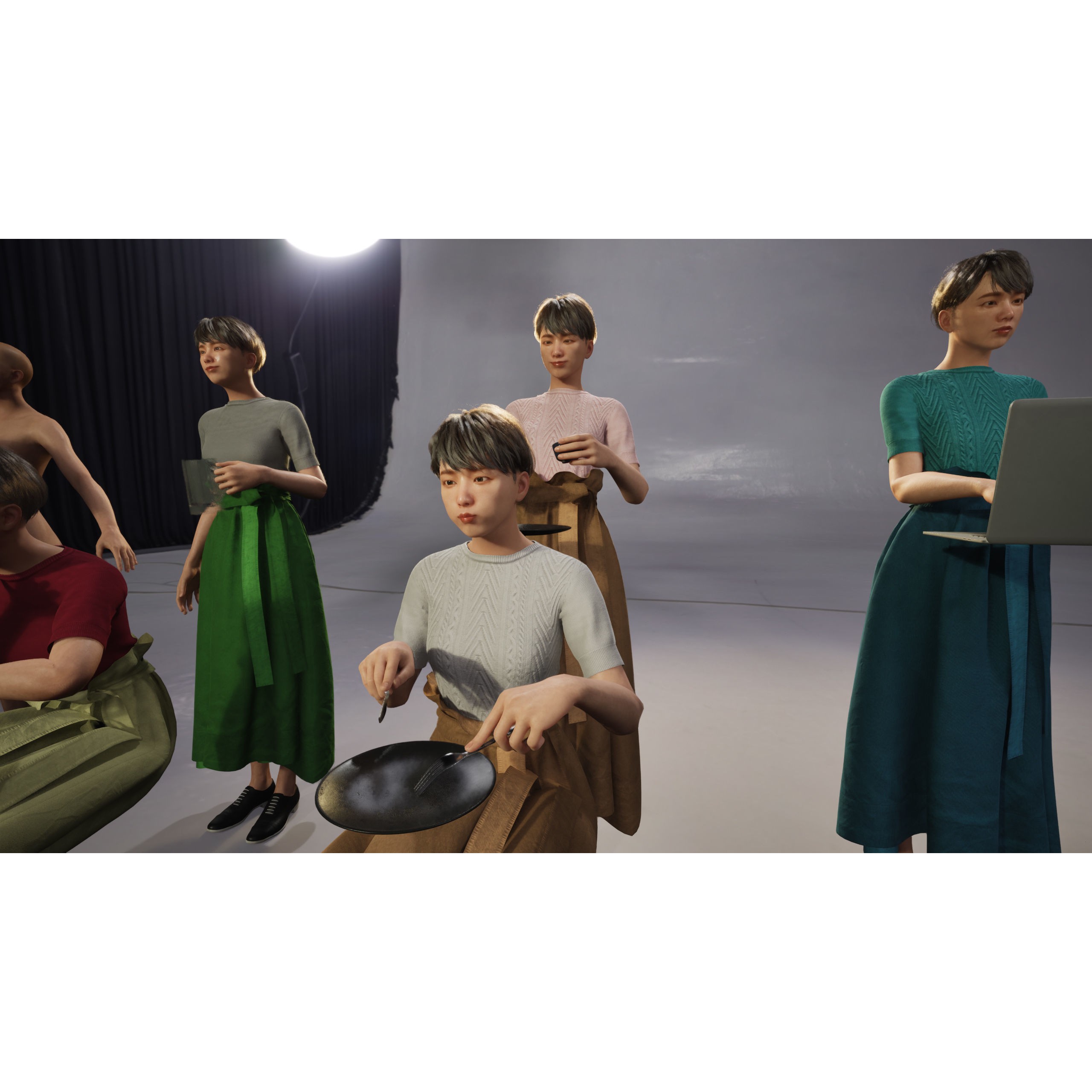 Asian Casual Woman - Low-Poly Game-Ready 3D Model - View 13