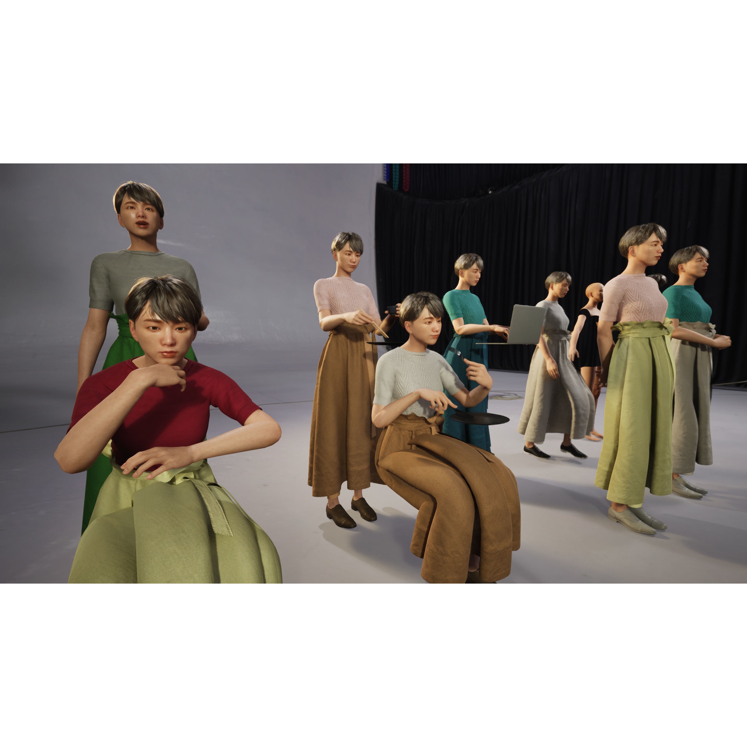 Asian Casual Woman - Low-Poly Game-Ready 3D Model - View 4