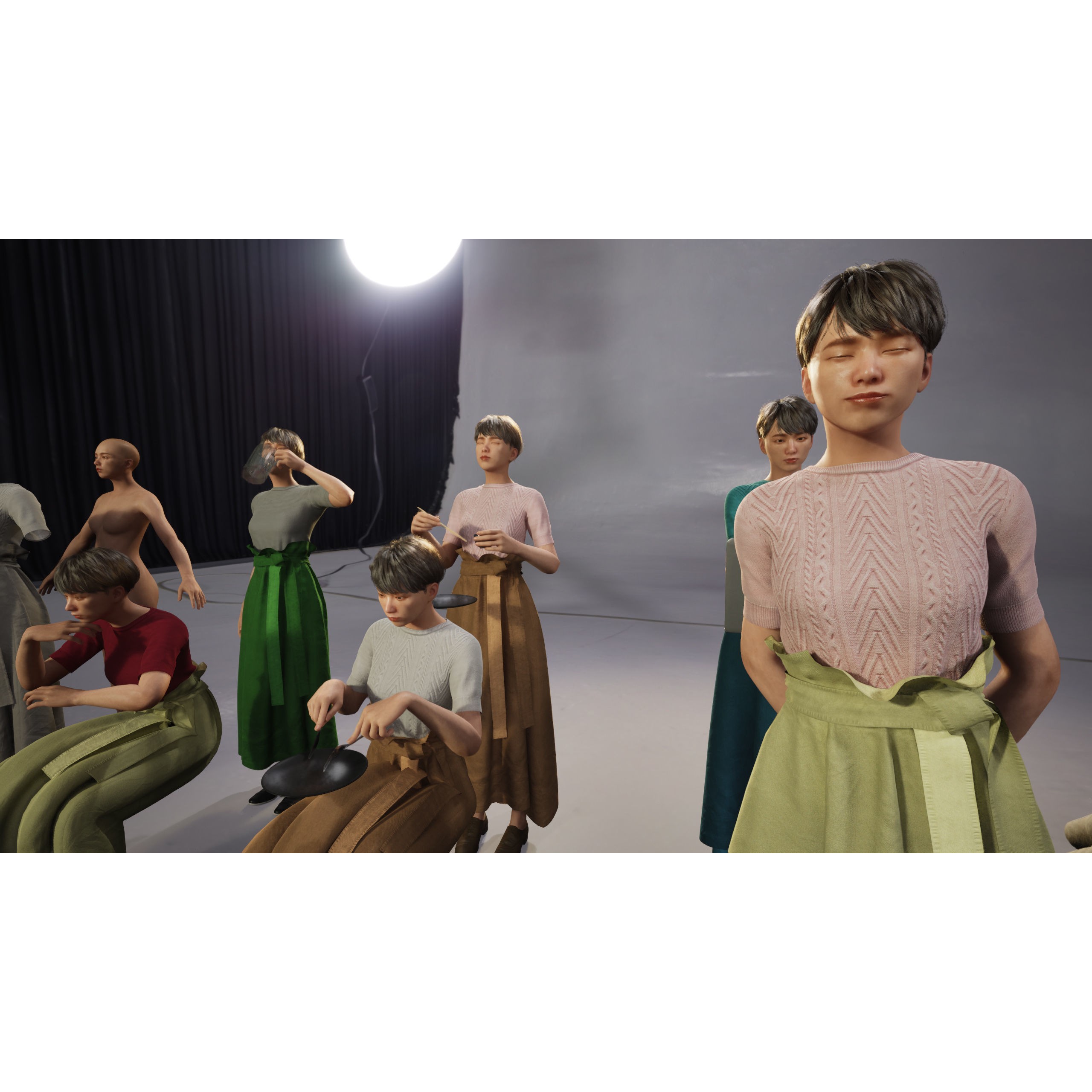 Asian Casual Woman - Low-Poly Game-Ready 3D Model - View 5