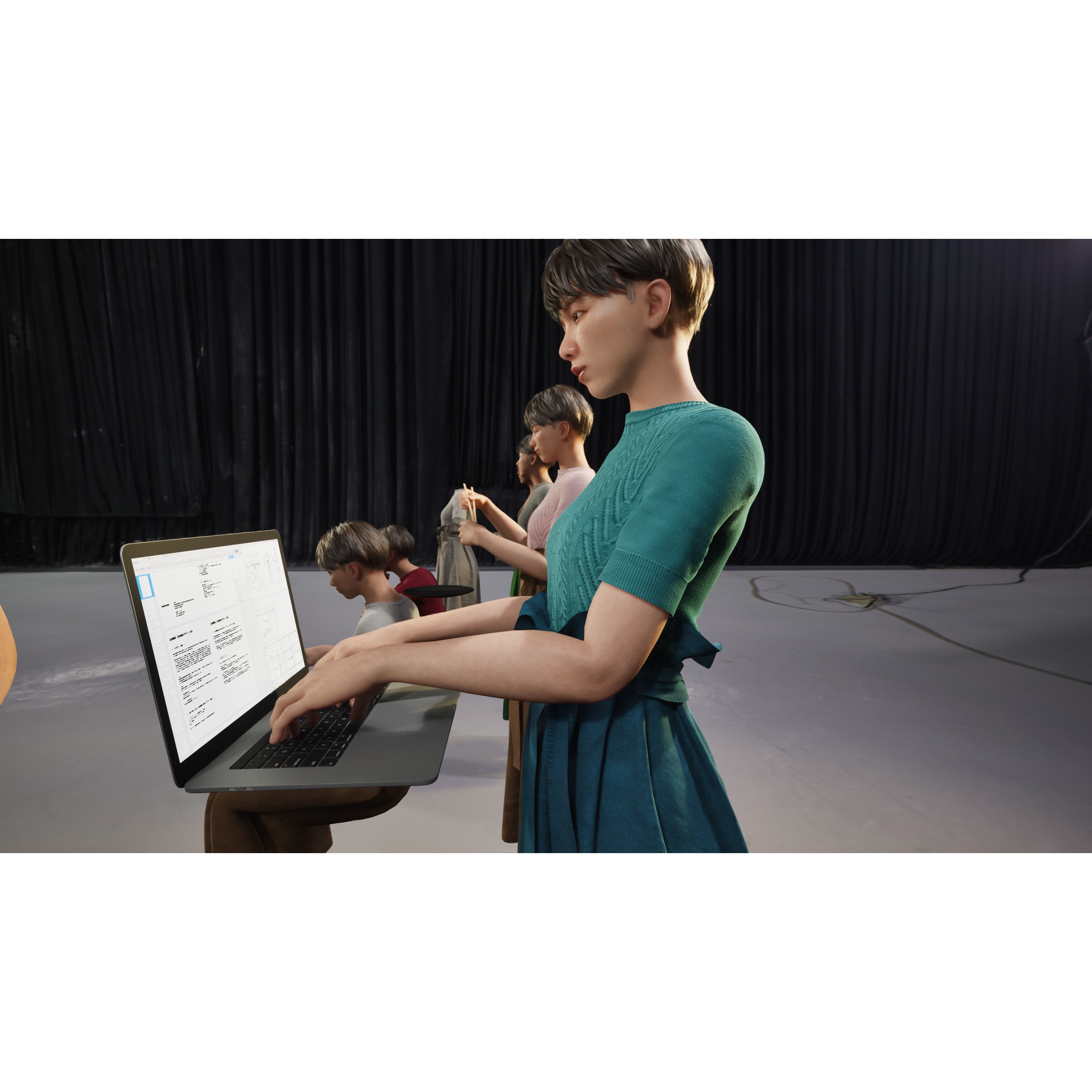 Asian Casual Woman - Low-Poly Game-Ready 3D Model - View 6