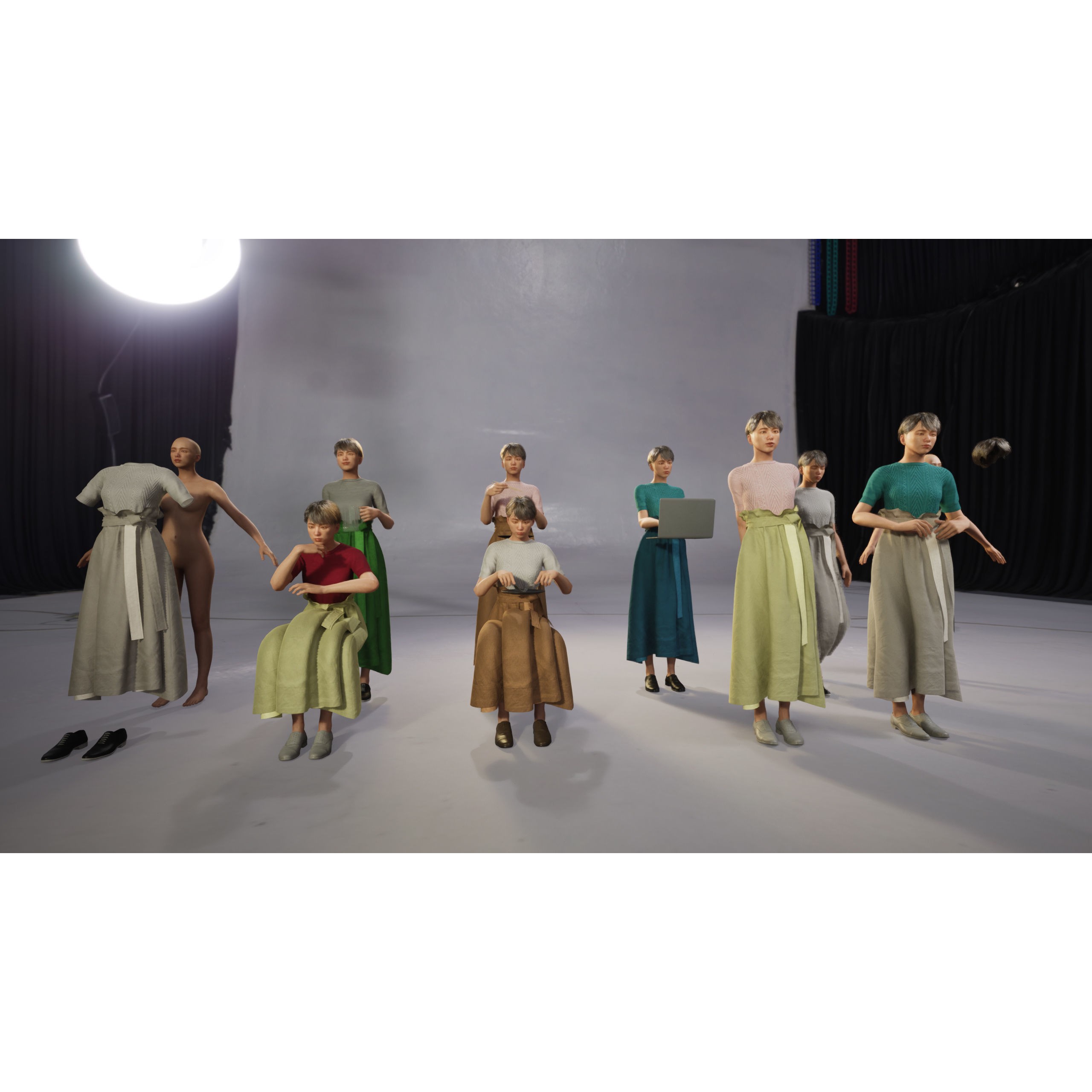 Asian Casual Woman - Low-Poly Game-Ready 3D Model - View 9